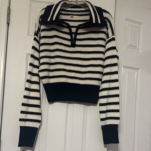 SO Striped Half Zip Sweater - Black & White